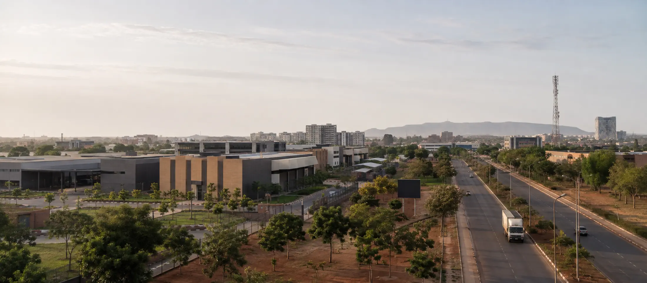 Contemporary commercial and transport corridor in Ouagadougou
